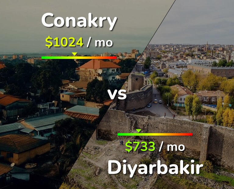 Cost of living in Conakry vs Diyarbakir infographic