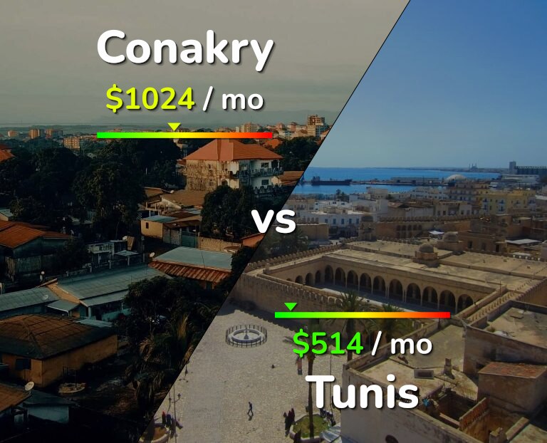 Cost of living in Conakry vs Tunis infographic