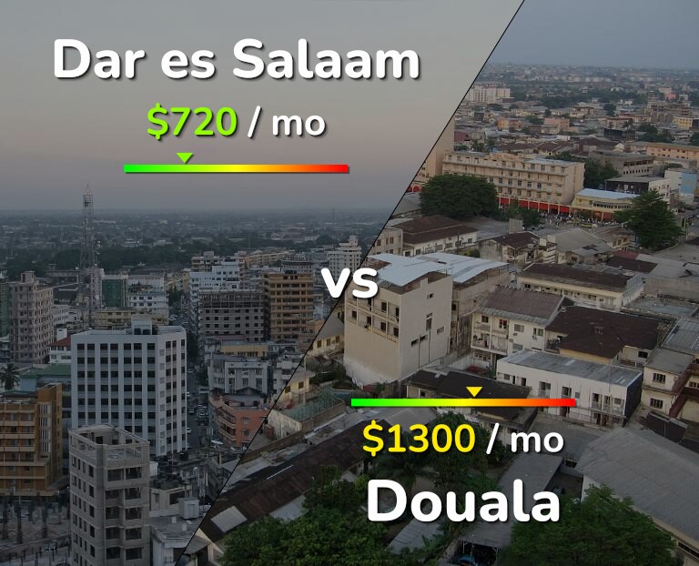 Cost of living in Dar es Salaam vs Douala infographic