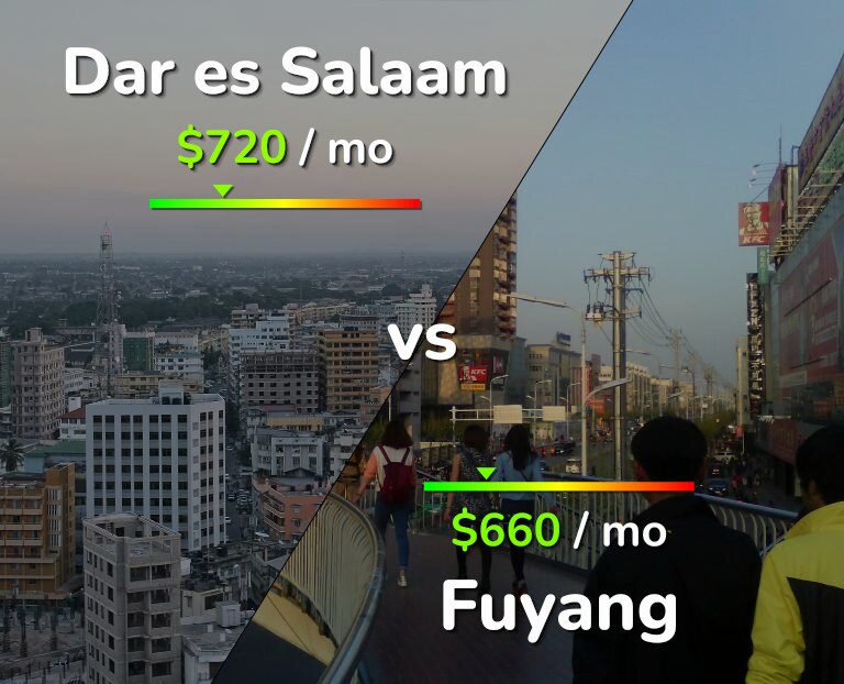 Cost of living in Dar es Salaam vs Fuyang infographic
