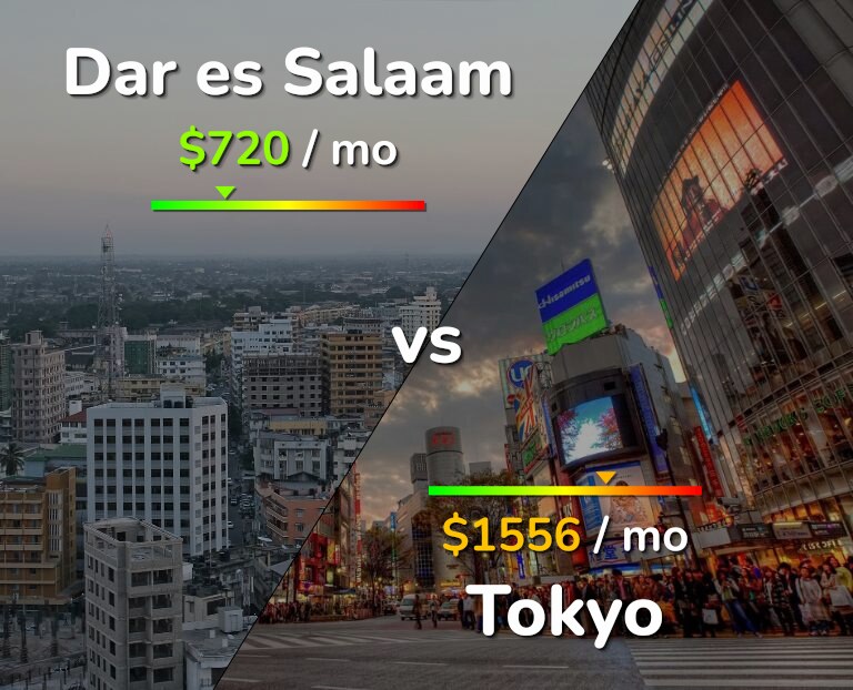 Cost of living in Dar es Salaam vs Tokyo infographic