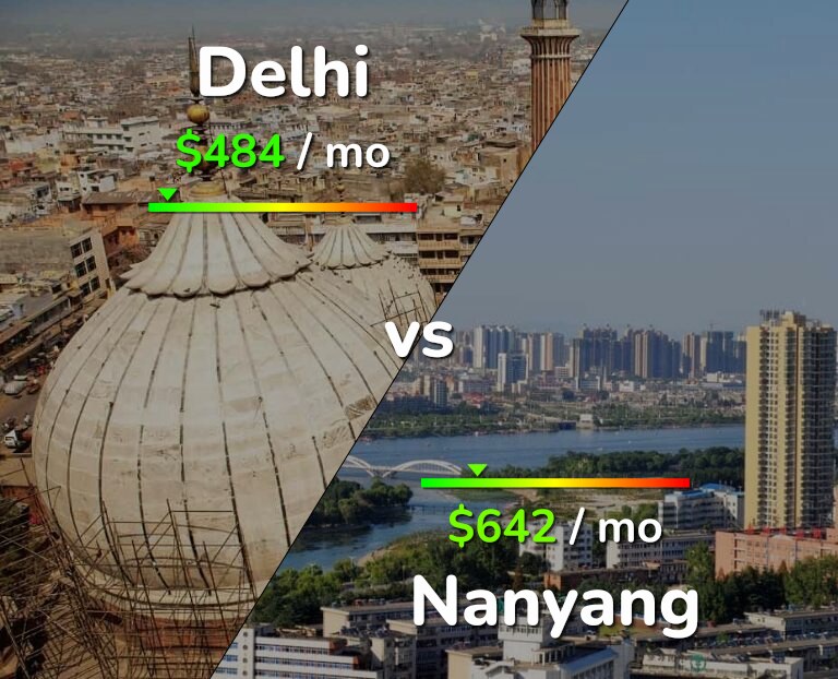 Cost of living in Delhi vs Nanyang infographic