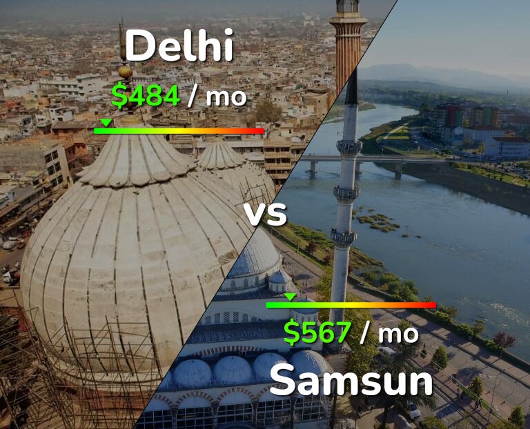Cost of living in Delhi vs Samsun infographic
