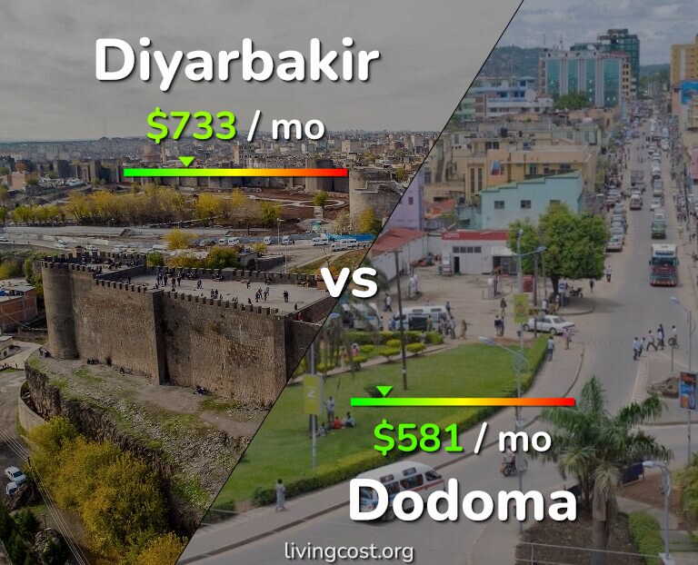 Cost of living in Diyarbakir vs Dodoma infographic