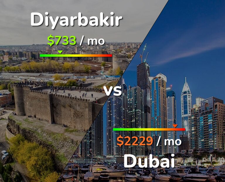 Cost of living in Diyarbakir vs Dubai infographic