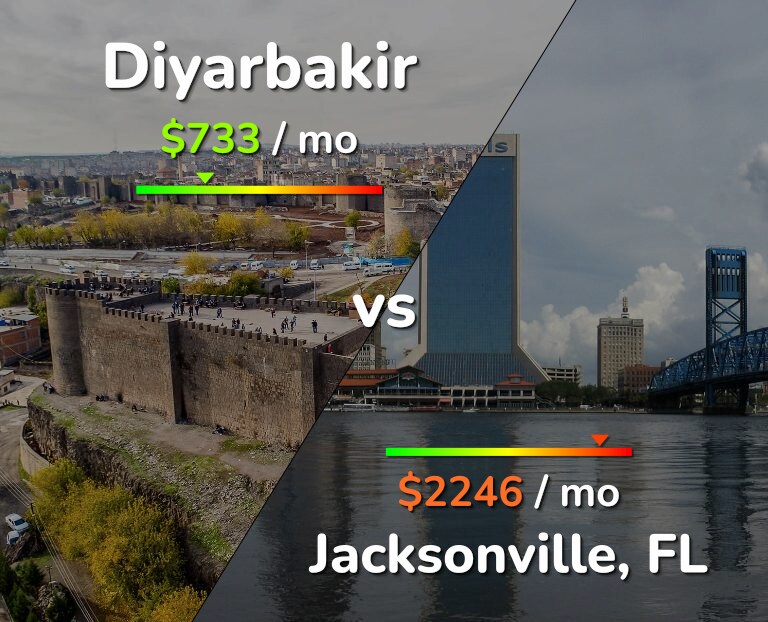 Cost of living in Diyarbakir vs Jacksonville infographic