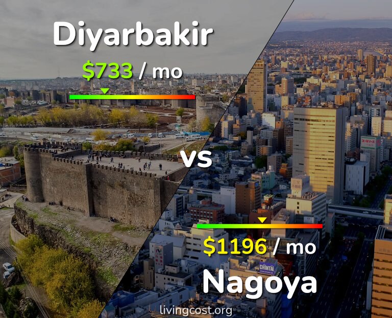Cost of living in Diyarbakir vs Nagoya infographic