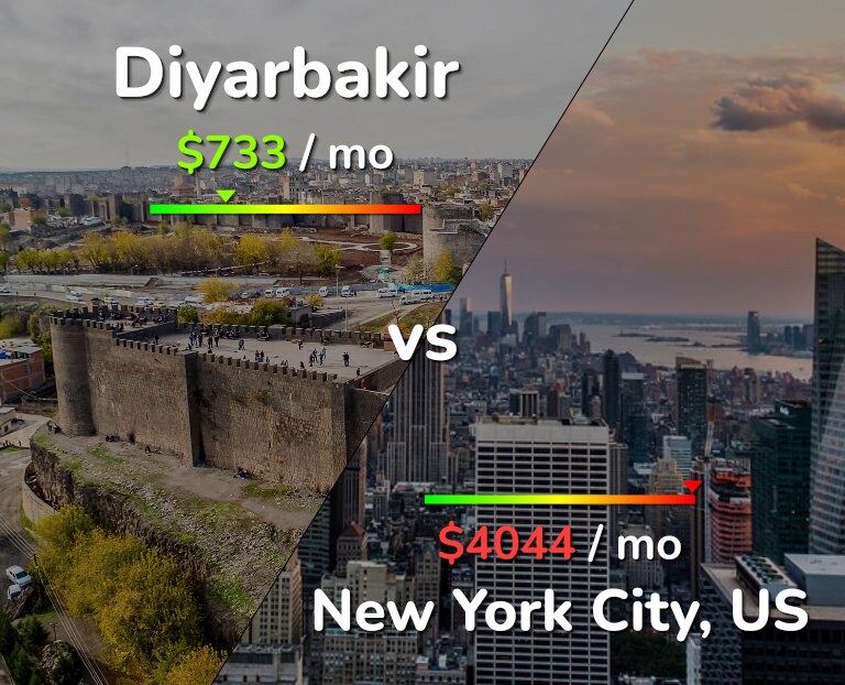 Cost of living in Diyarbakir vs New York City infographic
