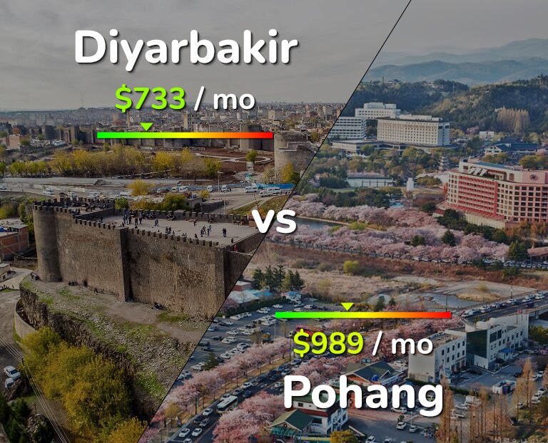 Cost of living in Diyarbakir vs Pohang infographic