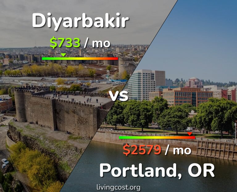 Cost of living in Diyarbakir vs Portland infographic
