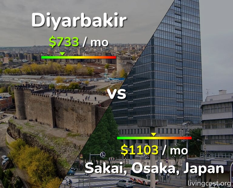 Cost of living in Diyarbakir vs Sakai infographic