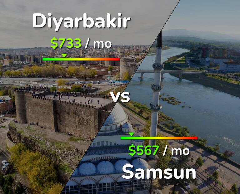 Cost of living in Diyarbakir vs Samsun infographic