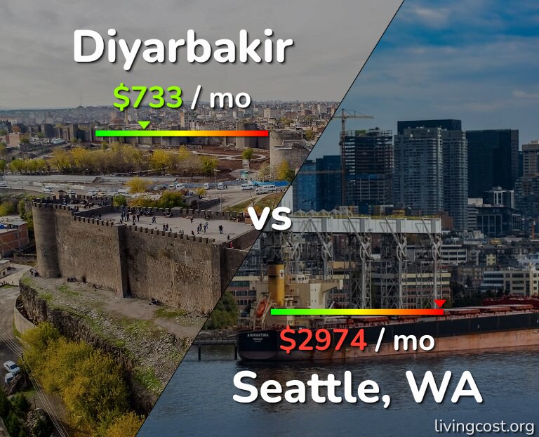 Cost of living in Diyarbakir vs Seattle infographic