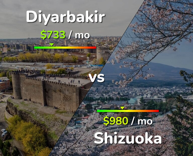 Cost of living in Diyarbakir vs Shizuoka infographic