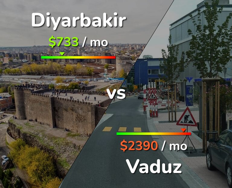 Cost of living in Diyarbakir vs Vaduz infographic