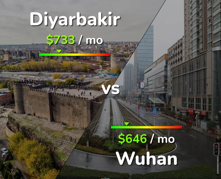 Cost of living in Diyarbakir vs Wuhan infographic