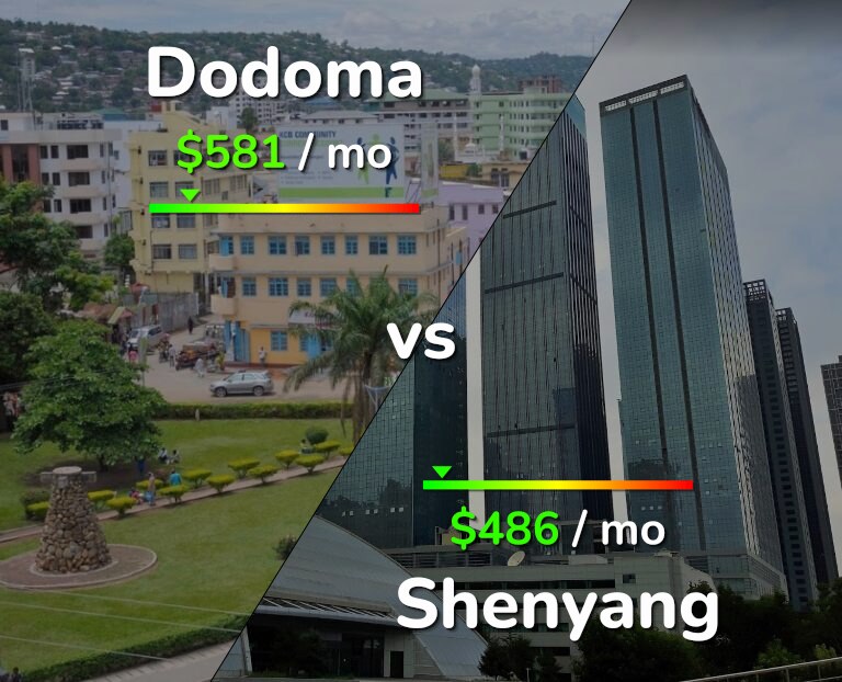 Cost of living in Dodoma vs Shenyang infographic