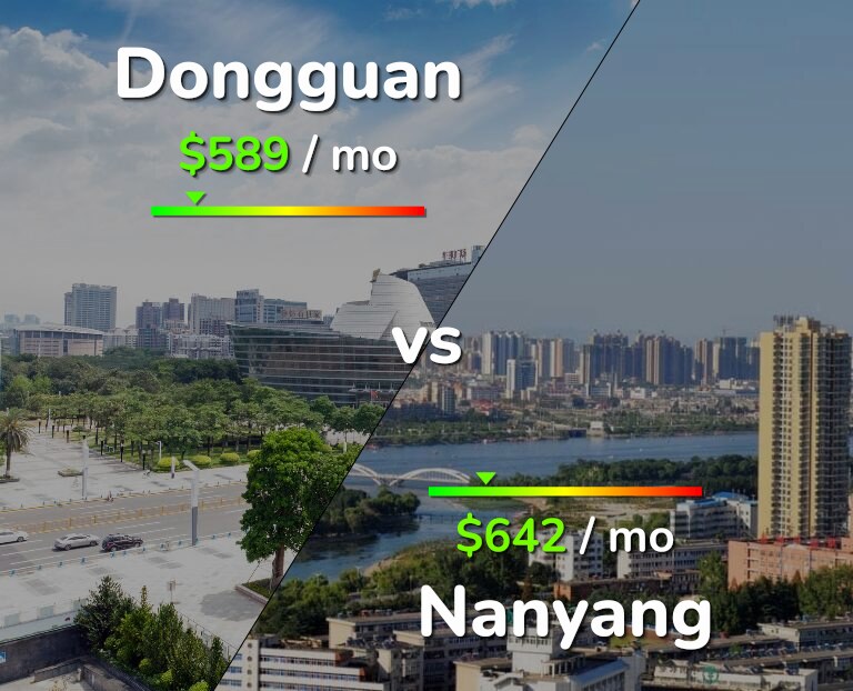 Cost of living in Dongguan vs Nanyang infographic