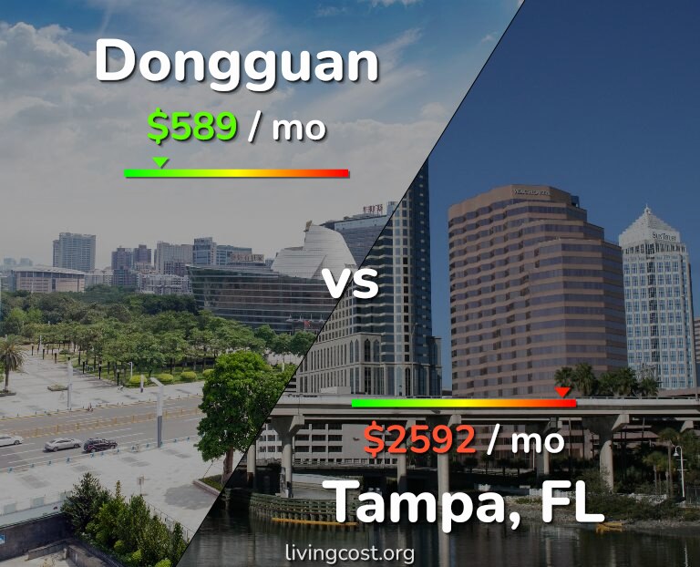 Cost of living in Dongguan vs Tampa infographic