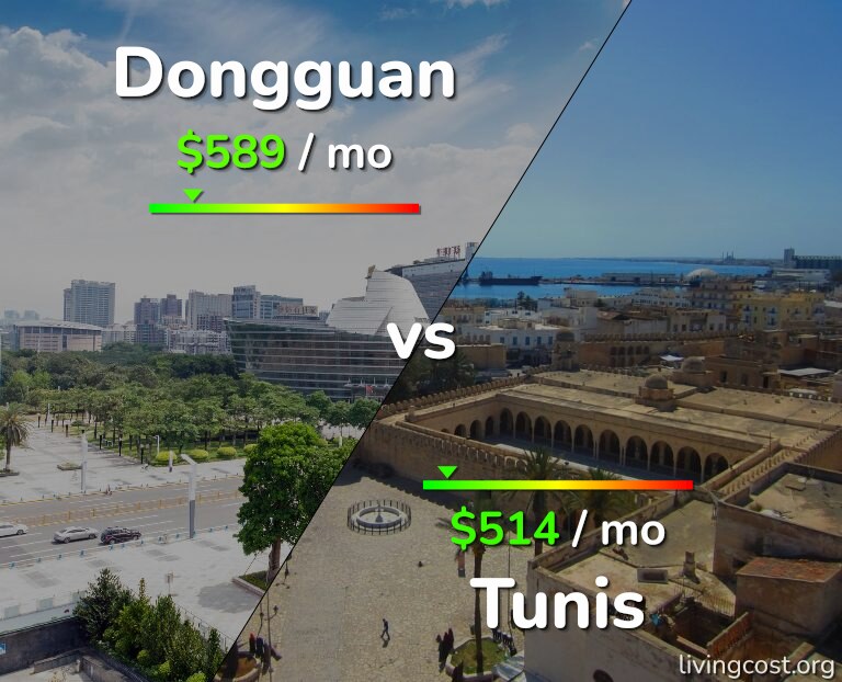 Cost of living in Dongguan vs Tunis infographic