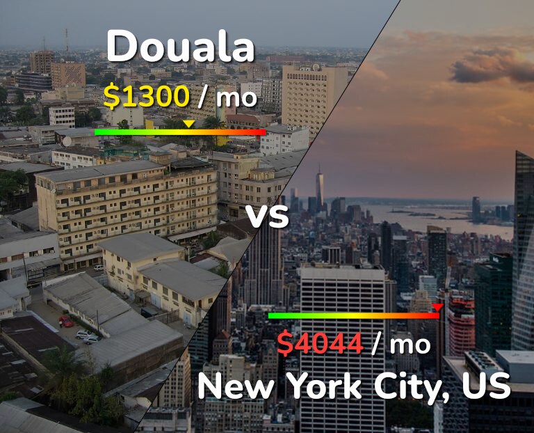 Cost of living in Douala vs New York City infographic