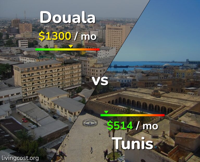 Cost of living in Douala vs Tunis infographic