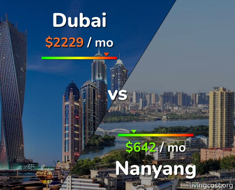 Cost of living in Dubai vs Nanyang infographic