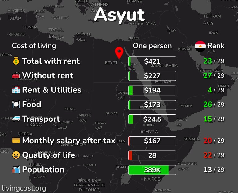 Cost of living in Asyut infographic