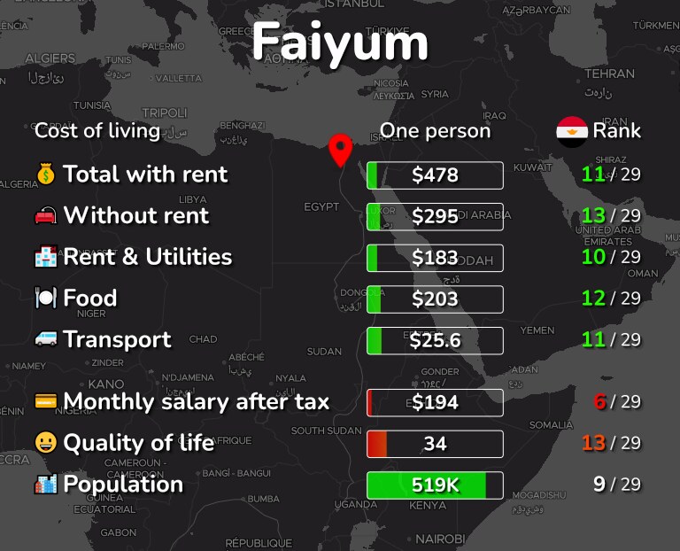 Cost of living in Faiyum infographic
