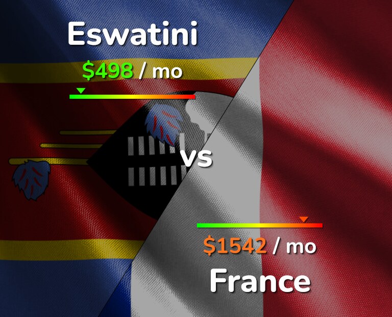 Cost of living in Eswatini vs France infographic