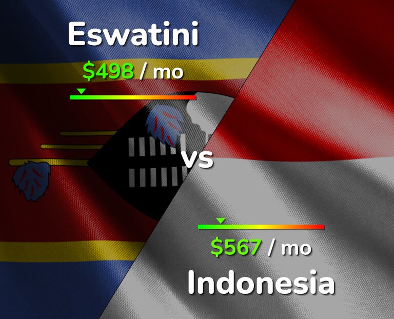 Cost of living in Eswatini vs Indonesia infographic