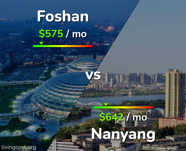 Cost of living in Foshan vs Nanyang infographic