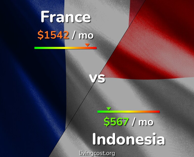 Cost of living in France vs Indonesia infographic