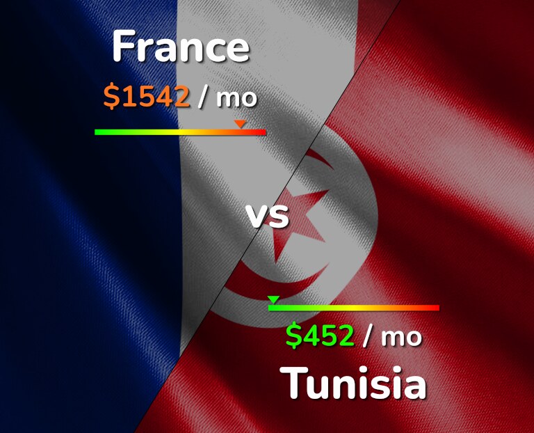 Cost of living in France vs Tunisia infographic