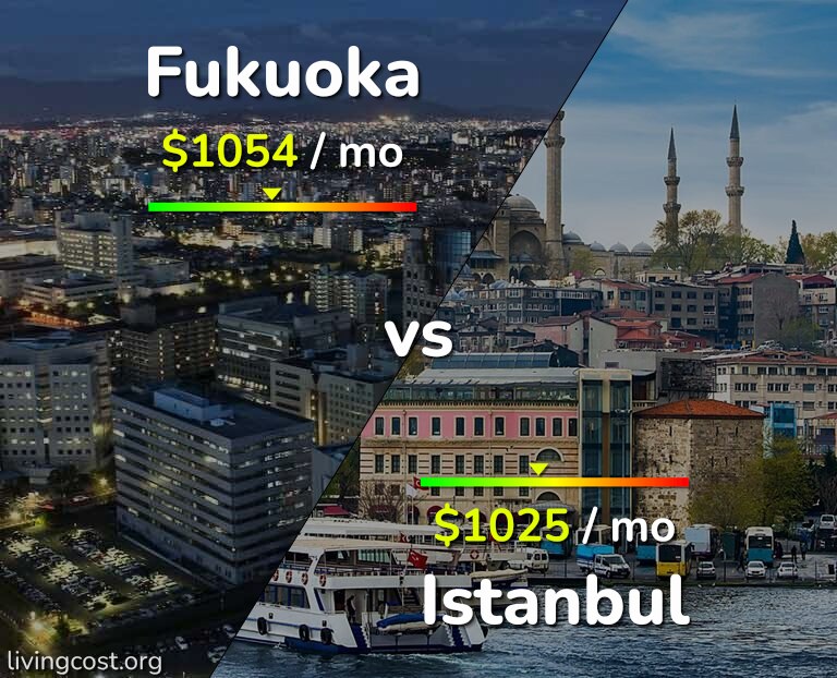 Cost of living in Fukuoka vs Istanbul infographic