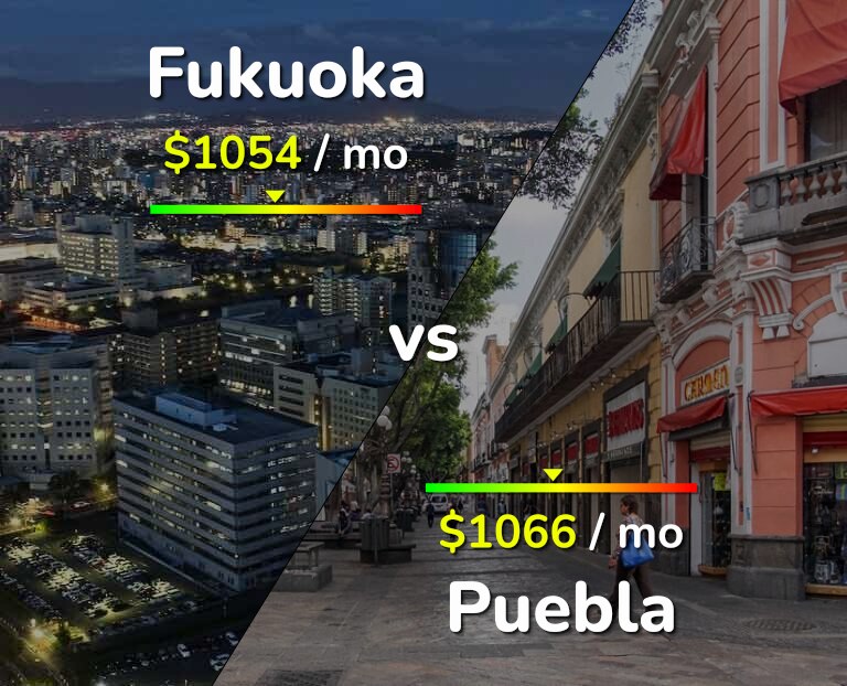 Cost of living in Fukuoka vs Puebla infographic
