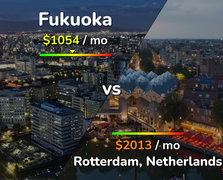 Cost of living in Fukuoka vs Rotterdam infographic