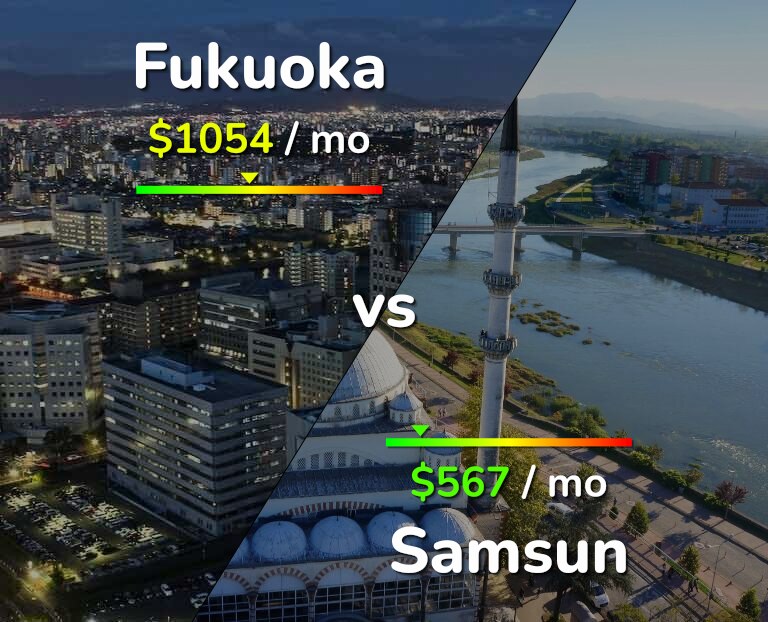 Cost of living in Fukuoka vs Samsun infographic