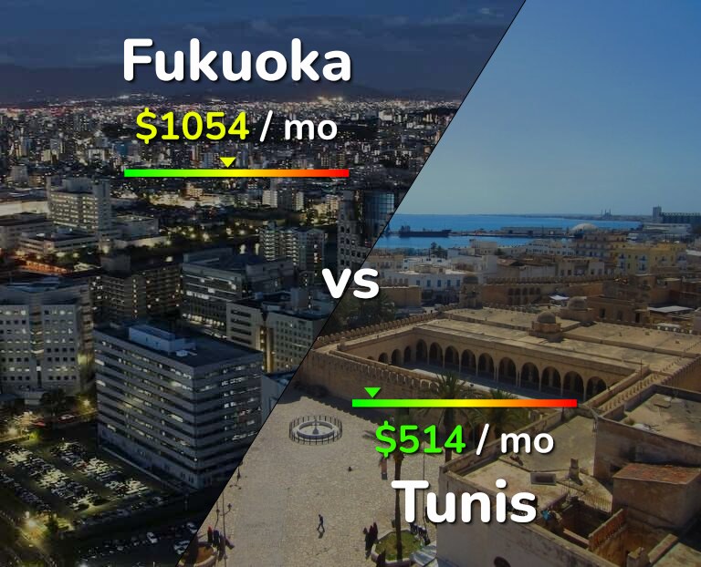 Cost of living in Fukuoka vs Tunis infographic