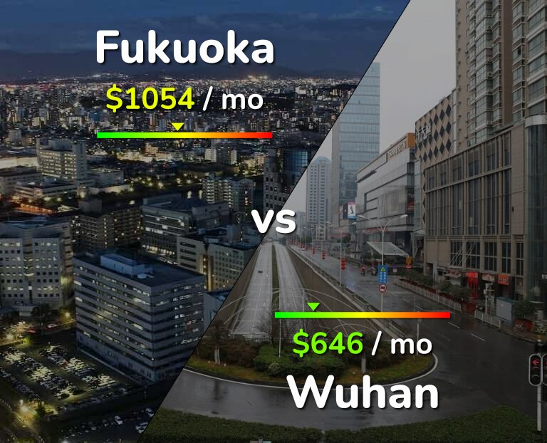 Cost of living in Fukuoka vs Wuhan infographic