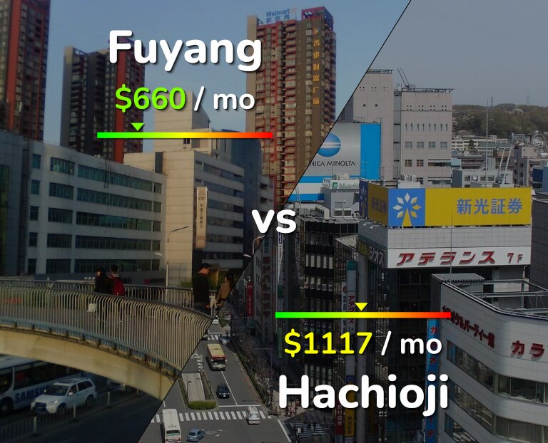 Cost of living in Fuyang vs Hachioji infographic