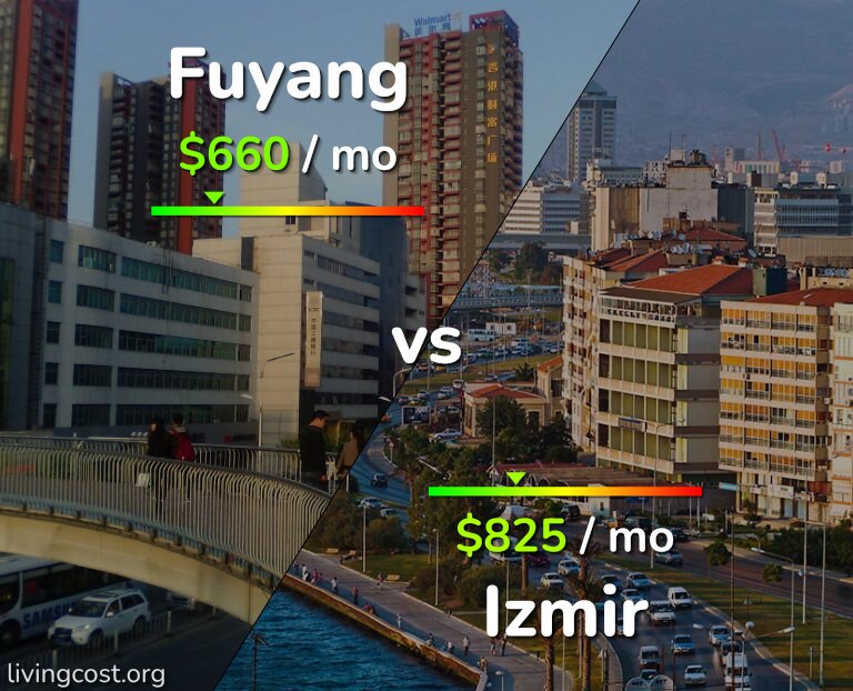 Cost of living in Fuyang vs Izmir infographic