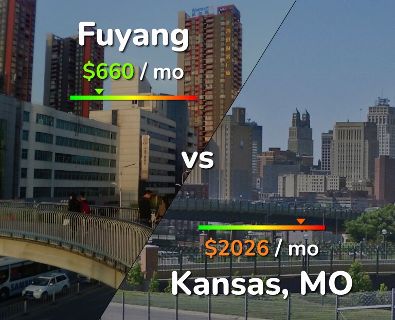 Cost of living in Fuyang vs Kansas infographic