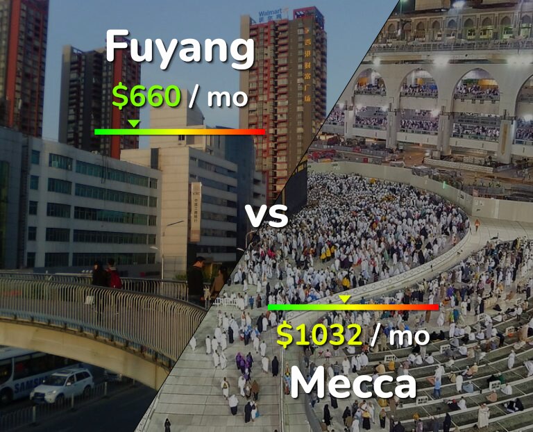 Cost of living in Fuyang vs Mecca infographic