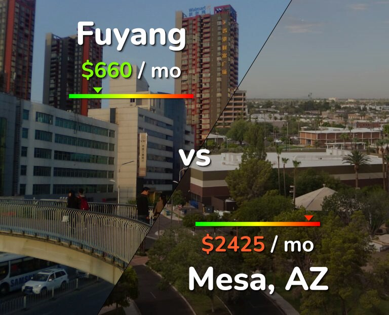 Cost of living in Fuyang vs Mesa infographic