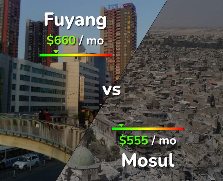 Cost of living in Fuyang vs Mosul infographic