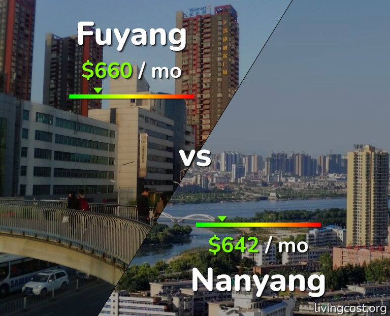 Cost of living in Fuyang vs Nanyang infographic