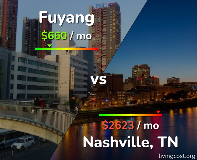 Cost of living in Fuyang vs Nashville infographic