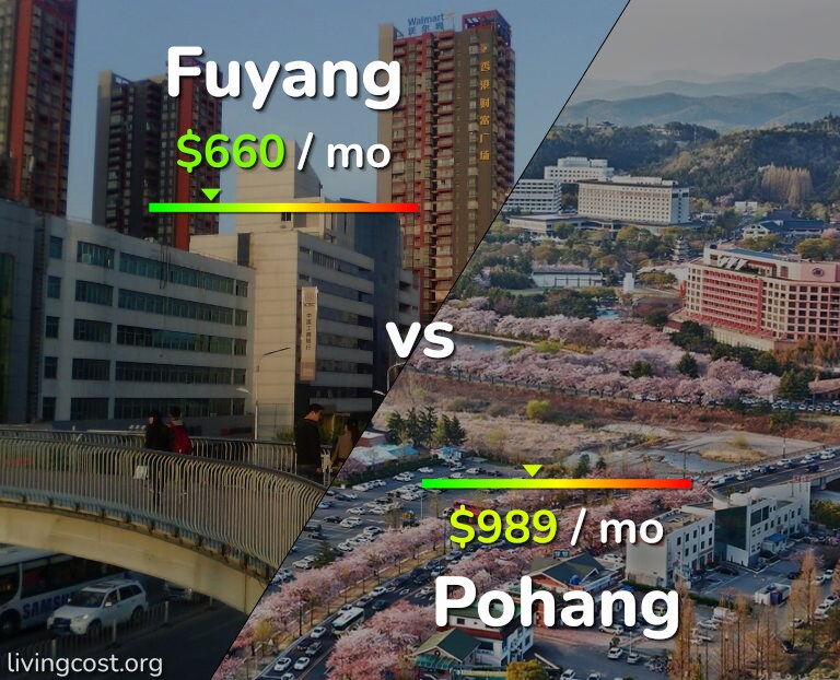 Cost of living in Fuyang vs Pohang infographic