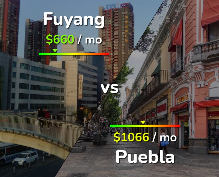 Cost of living in Fuyang vs Puebla infographic